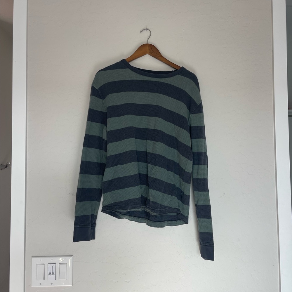Sonoma Olive and Charcoal Striped Long Sleeve Shirt